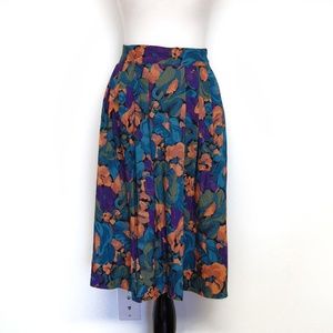 Vintage 90's Blue/Purple/Orange Floral Midi Skirt